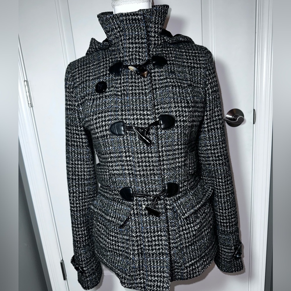 Pink Envelope Wool Blend Toggle Coat Jacket Hoode… - image 2